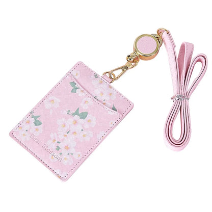 Kawaii Sakura Lanyard Card Holder 🌸 | Adorable ID & Business Card Case 🎀 | Cute Korean Stationery for Office & Daily Use ✨