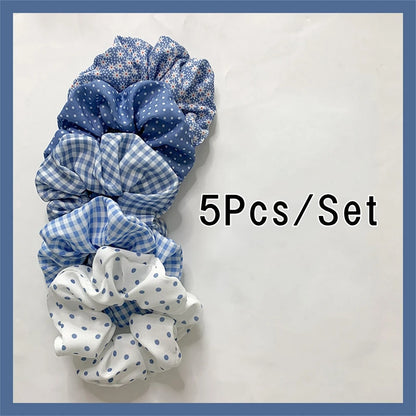 Kawaii Floral & Polka Dot Scrunchies Set 🌸✨ | 5 Cute Elastic Hair Ties for Teens & Girls! 🎀💖