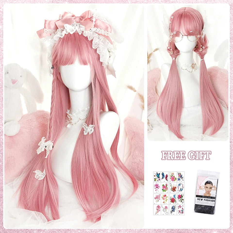 Kawaii Ombre Pink Wavy Wig 💖✨ | Heat Resistant Hair for Cosplay & Daily Fun! 🎀🌸