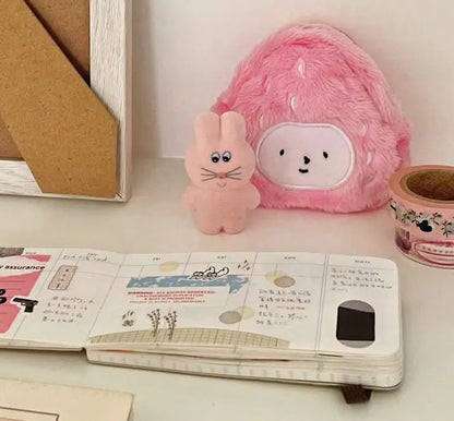 Kawaii Plush Lipstick & Headphones Mini Coin Purse 🎀💕 Cute Keychain Bag for Girls!