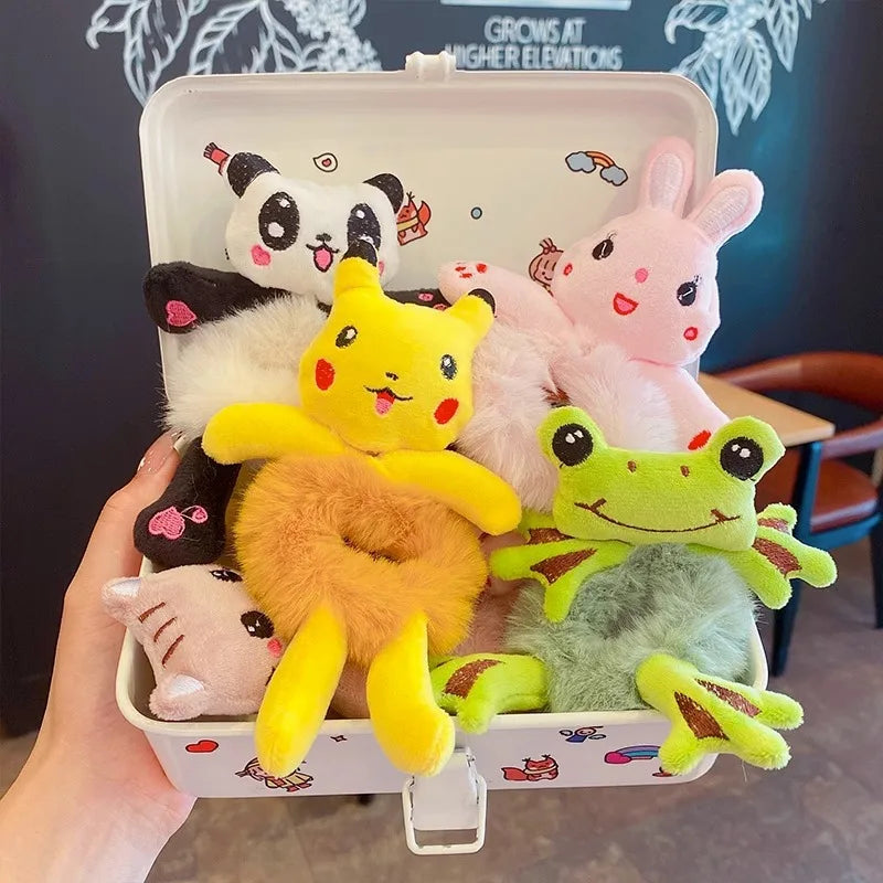 Kawaii Cute Cartoon Animal Hair Ties 🐾✨ - Adorable Plush Headbands for Kids, Safe & Stylish Hair Accessories!
