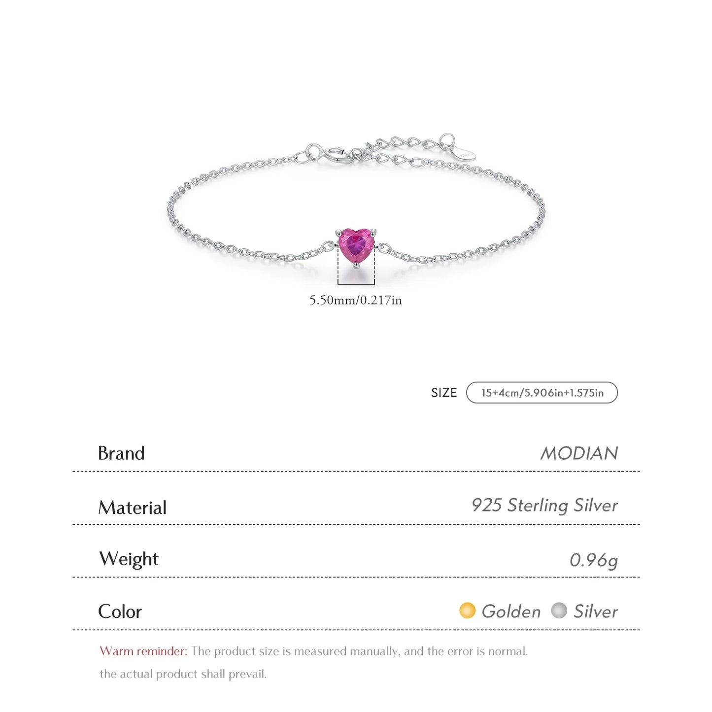 🌹 Kawaii Rose Red Heart Charm Bracelet ✨ 925 Silver Elegance for Women 💖 Perfect Gift! 🎁