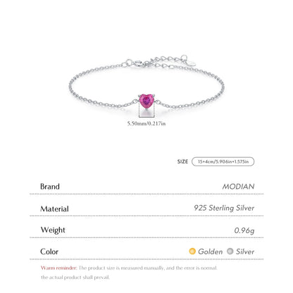 🌹 Kawaii Rose Red Heart Charm Bracelet ✨ 925 Silver Elegance for Women 💖 Perfect Gift! 🎁