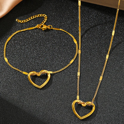 Kawaii Twisted Heart Stainless Steel Jewelry Set 💖✨ - Luxurious & Trendy Gift for Her! 🎁