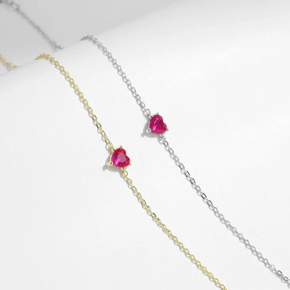 🌹 Kawaii Rose Red Heart Charm Bracelet ✨ 925 Silver Elegance for Women 💖 Perfect Gift! 🎁