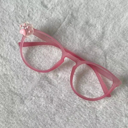 Kawaii Cat Paw Glasses Frame 🐾✨ | Y2K Anime Retro Eyewear 🎀 | Cute Decorative Gift 🎁 for Cosplay & Parties!