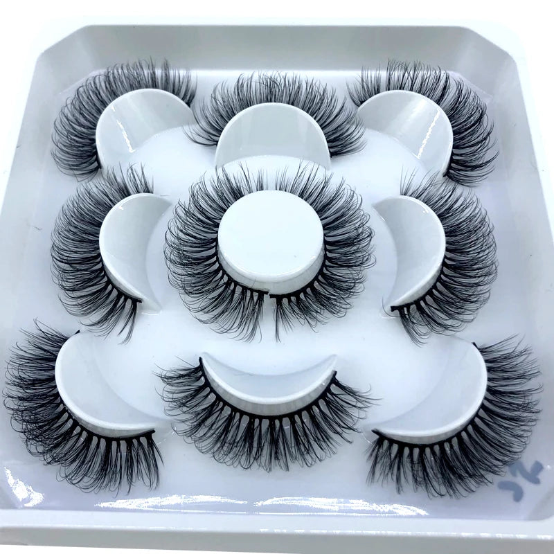 New 5 Pairs 8-25mm Natural 3D False Eyelashes Kit Mink Lashes Full Strip Look Whimsical Cute Glam 🌸✨