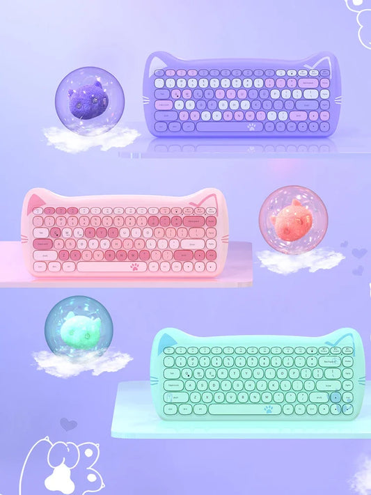 Kawaii AJAZZ 3060i Bluetooth Keyboard 🌸 84-Key Cute & Portable Wireless Design for PC 💕 Perfect Gift for Girls!