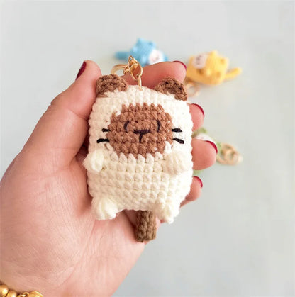 Handmade Kitten Crochet Keychain For Backpack Cute Cat Doll Pendant 🧶🐾