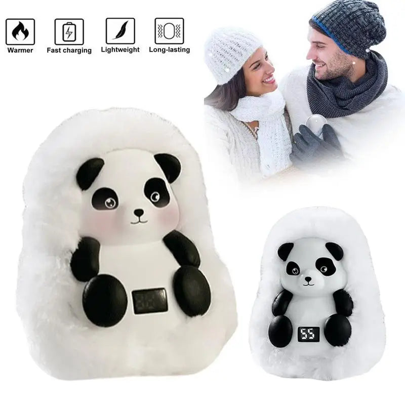 Cute Panda Pocket Hand Warmers USB Rechargeable Plush Hand Warmth Bag With Temperature Adjustable For Friends Family