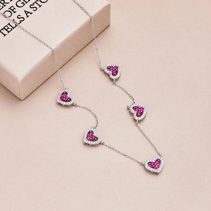 Kawaii Sparkling Heart Pendant Necklace 💖✨ | S925 Silver with 5A Zircon | Perfect Gift for Girls & Women 🌟