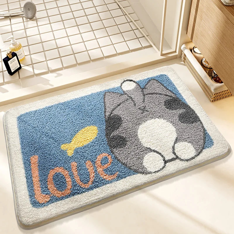 Kawaii Frog & Bear Plush Bath Mat 🐸🧸 | Non-Slip, Ultra-Absorbent Bathroom Rug for Cozy Decor! 🌟✨