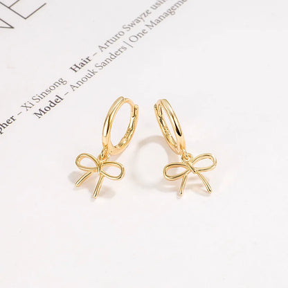 Kawaii Geometric Bow Hoop Earrings ✨💕 - Cute Minimalist Jewelry for Women! 🎀