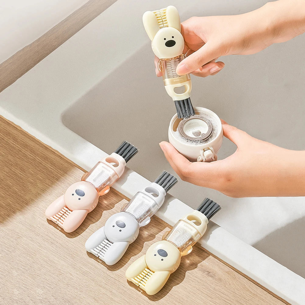 Kawaii 4-in-1 Cup Lid Cleaning Brush 🥤✨ Portable & Adorable Water Bottle Scrubber for Sparkling Clean Tumblers! 🌟💖