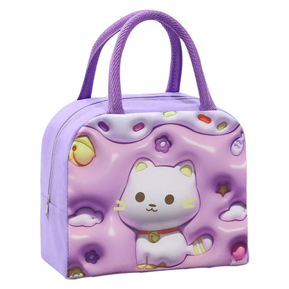 Kawaii 3D Animal Pattern Bento Bag 🐻🍱 | Large Capacity Insulated Lunch Tote for Kids & Adults 🌈✨