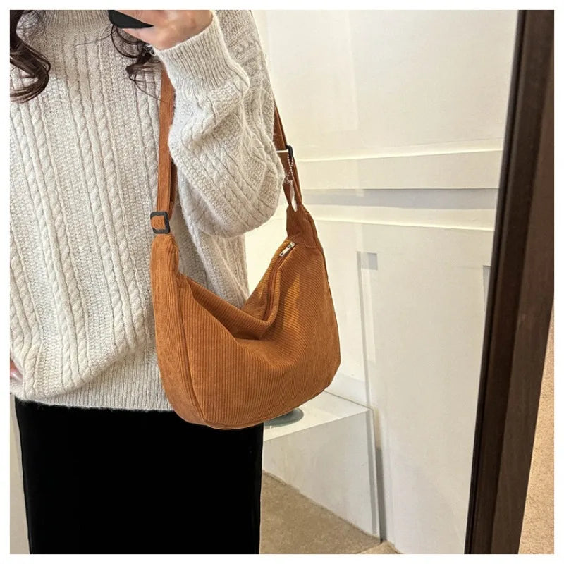 Charming Corduroy Cutie 🎀✨ - Adorable Shoulder Bag for Trendy Girls! 👜💖 - Pixie Quill