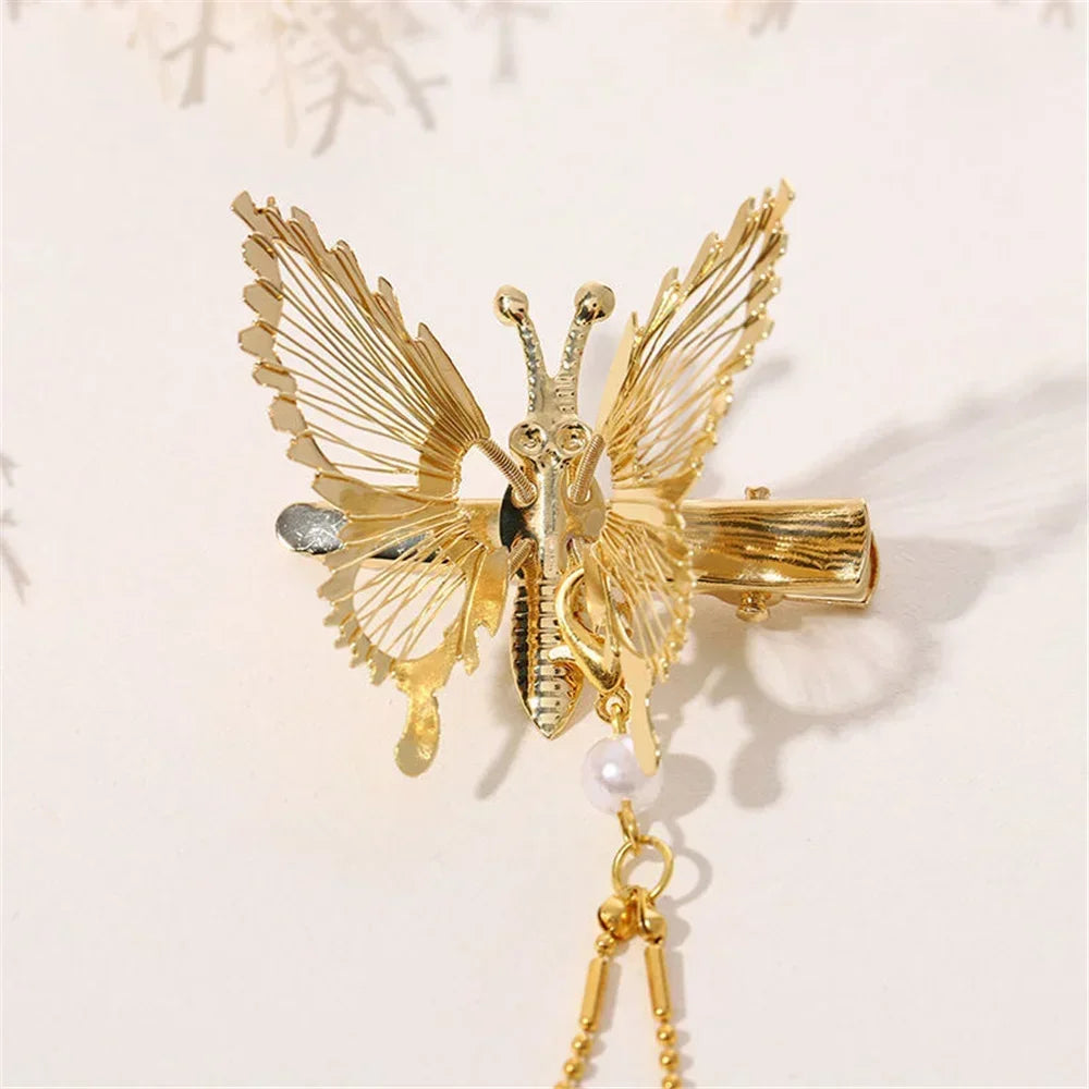 Kawaii Butterfly Hairpin 🌸✨ Vintage Tassel Clip for Adorable Style 🦋