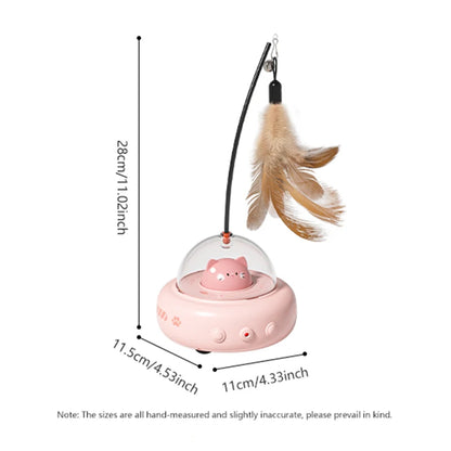 Kawaii Electric UFO Cat Teaser Stick 🛸✨ - Interactive Feather Toy with Bell for Playful Feline Fun! 🐾🎀