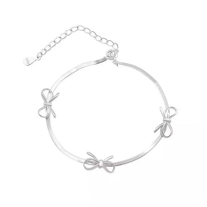 Sweet Bow Snake Chain Bracelet Women Girls Sparkling Ribbon Bowknot Jewelry ✨🎀