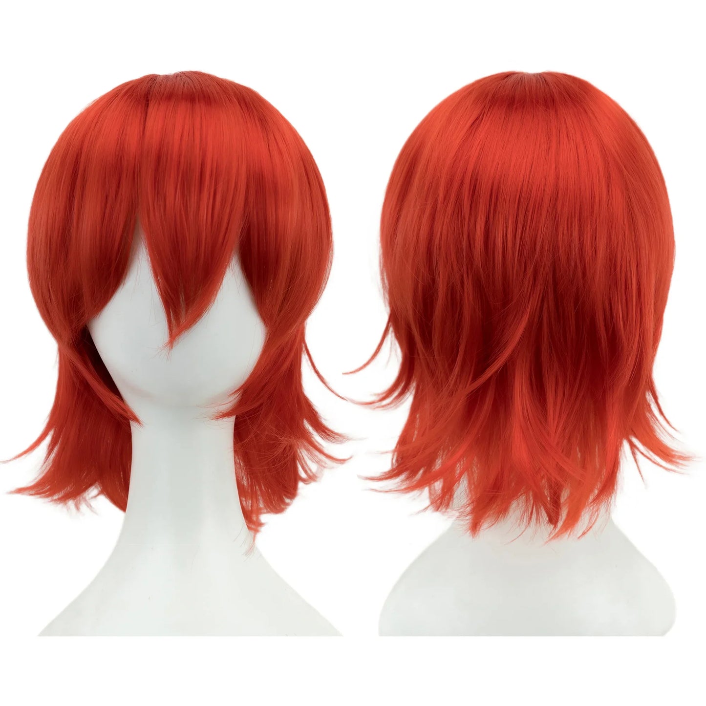 Synthetic Unisex 12 Inches Short Cosplay Bob Wig With Bangs Pink Blonde Orange Halloween Lolita Look 🎀✨