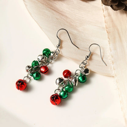 Snow Globe Bell Long Stud Earrings Christmas Red Green Holiday Jewelry 🎄❄️