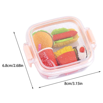 Cute & Kawaii Lunch Box Eraser Set 🍱✨ - Adorable Rubber Erasers for School 🎨📚 - Perfect Gift for Kids! 🎁