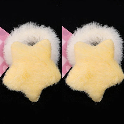 Kawaii Winter Furry Star Hair Ties 🌟✨ Cute Plush Scrunchies for Girls & Women - Colorful, Fashionable Fur Hair Bands! 🎀