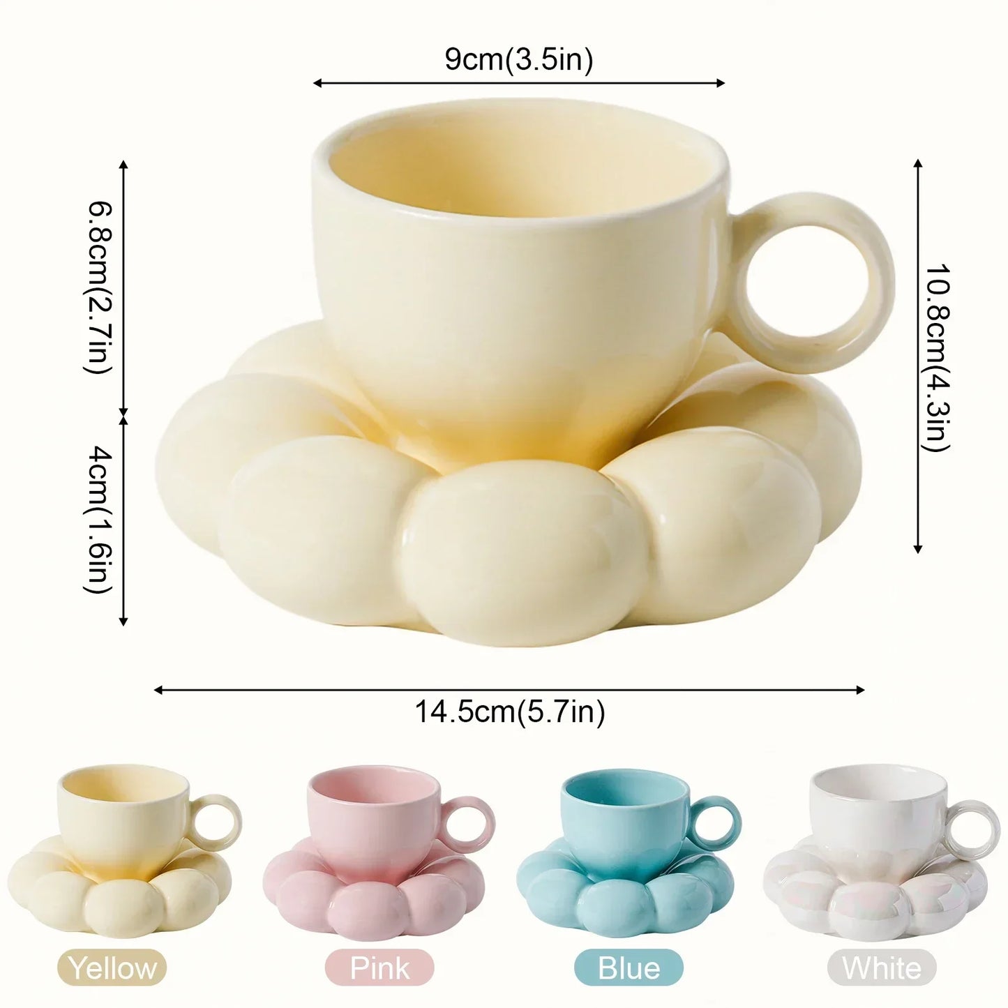 Kawaii Cloud Mug & Plate Set ☁️☕ | Adorable Ceramic Gift Box for Cozy Sips 🌈✨