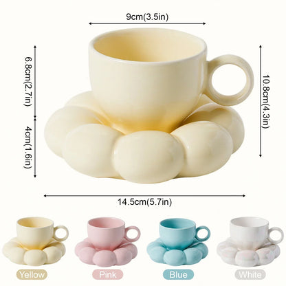 Kawaii Cloud Mug & Plate Set ☁️☕ | Adorable Ceramic Gift Box for Cozy Sips 🌈✨