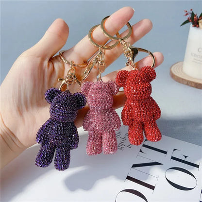 Diamond Studded Teddy Bear Keychain Cartoon Doll Charm 🐻✨