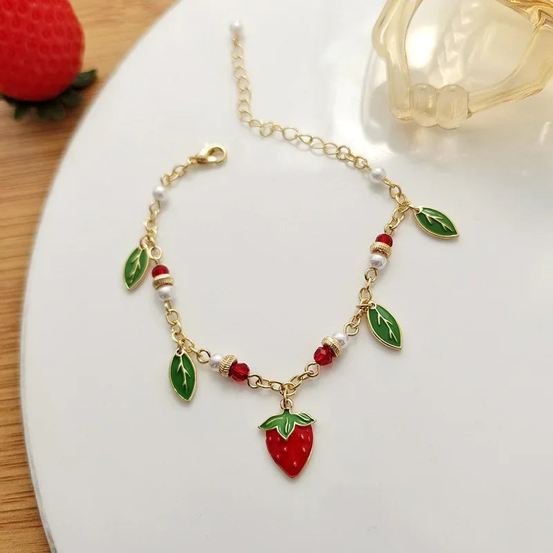 🌟 Fruity Whimsy Bracelet 🍑🍒 | Kawaii Orange & Cherry Charm Jewelry for Celebrations! 🎉