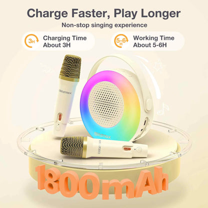 Kawaii Karaoke Fun! 🎤💖 Mini Bluetooth Singing Machine with 2 Wireless Mics - Perfect Gift for Kids & Families! 🌈✨