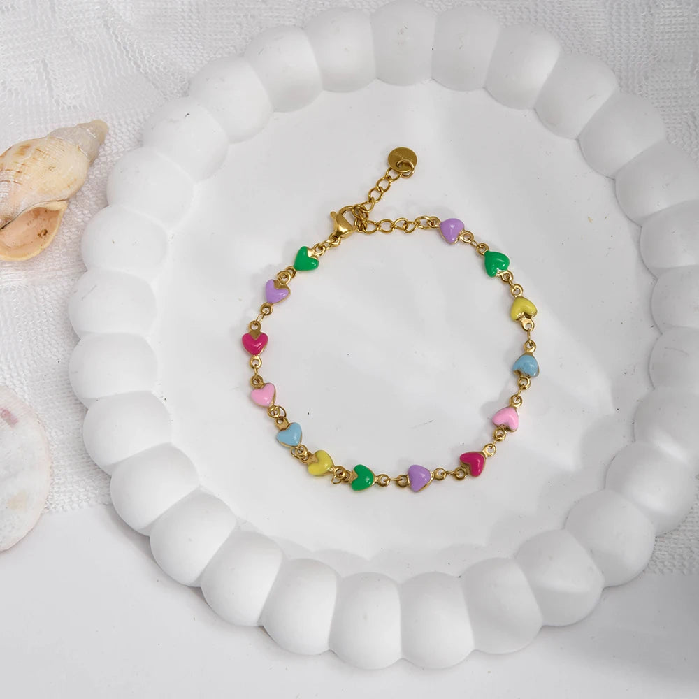 Charming Heart Shaped Chain Bracelet Stainless Steel 14K Plated Chic Jewelry For Women 💗💎✨