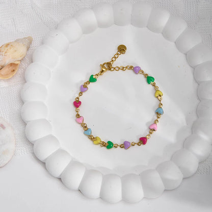 Charming Heart Shaped Chain Bracelet Stainless Steel 14K Plated Chic Jewelry For Women 💗💎✨