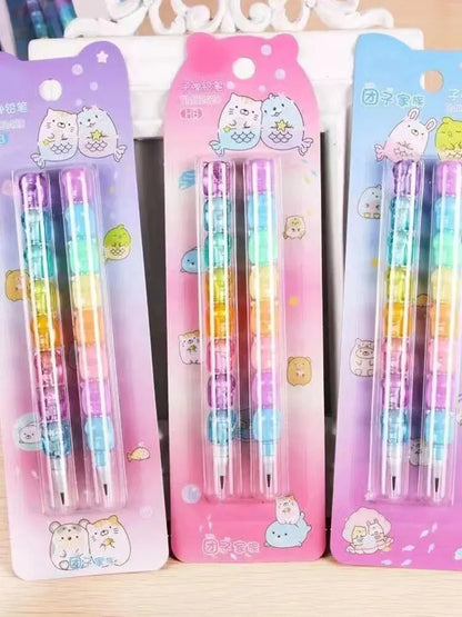 Kawaii Bear Mechanical Pencil Set 🐻✏️ | 2pcs Adorable Non-Sharpening Writing Pens for Students & Office | Cute Stationery Gifts 🎁
