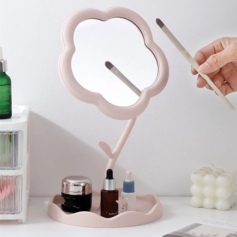 🌻 Kawaii Sunflower Makeup Mirror - Adorable Desktop Beauty & Jewelry Holder for Girls 🌸
