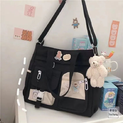 Kawaii Nylon Waterproof Satchel 👜✨ | Adorable Japanese Crossbody Messenger Bag for Students & Girls 🎒💖