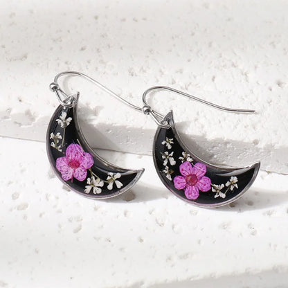 Pastel Pressed Flower Resin Drops Earrings 🌸 Elegant Geometric Jewelry For Women
