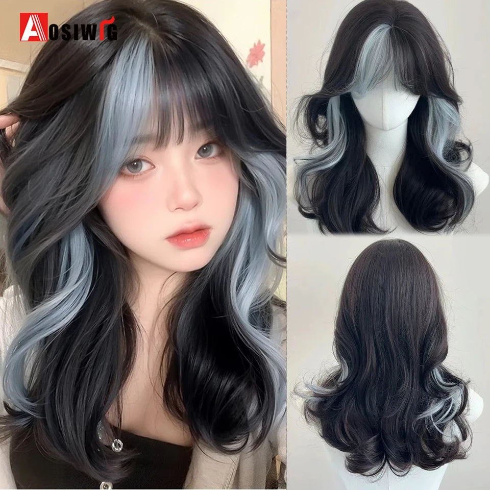 Cute Ombre Blonde & Black Double Ponytail Lolita Wig 🎀✨ - Kawaii Cosplay Hair with Bangs for Harajuku Style! 💖👸