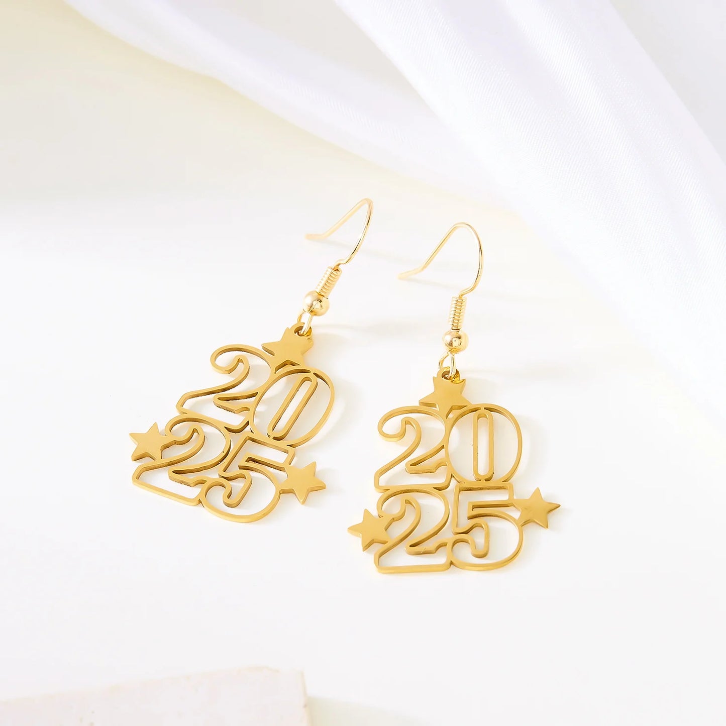 Kawaii 2025 Heart & Star Earrings ✨💖 Trendy Digital Symbols for New Year Celebrations! 🎉👂