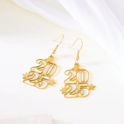 Kawaii 2025 Heart & Star Earrings ✨💖 Trendy Digital Symbols for New Year Celebrations! 🎉👂