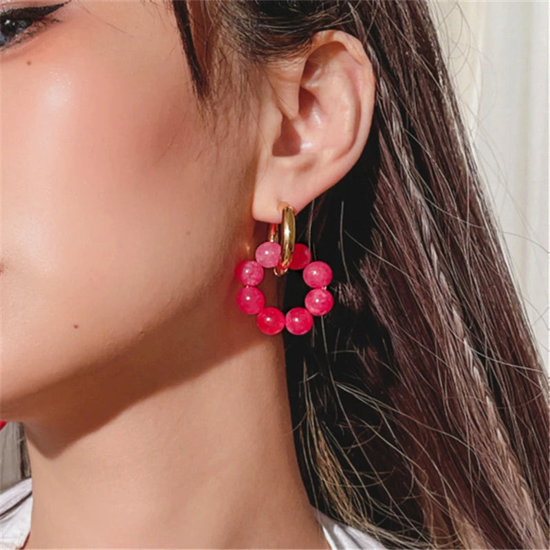 Kawaii Sweetheart Red Glass Heart Drop Earrings 💖✨ - Adorable Asymmetrical Jewelry for Party Girls!