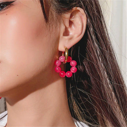 Kawaii Sweetheart Red Glass Heart Drop Earrings 💖✨ - Adorable Asymmetrical Jewelry for Party Girls!