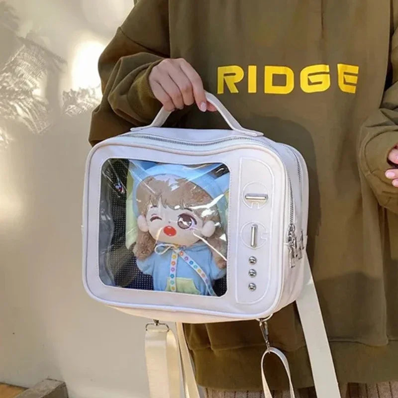 Adorable TV Design Ita Bag Ulzzang Style Crossbody With Transparent Pocket 👜