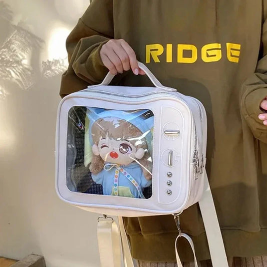 Adorable TV Design Ita Bag Ulzzang Style Crossbody With Transparent Pocket 👜