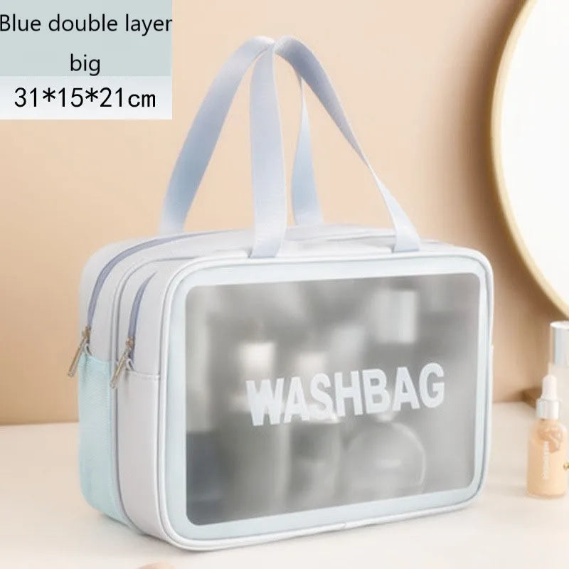 Kawaii Waterproof Travel Makeup Bag 🌟✨ | Cute Transparent Cosmetic Organizer for Women 💖✈️