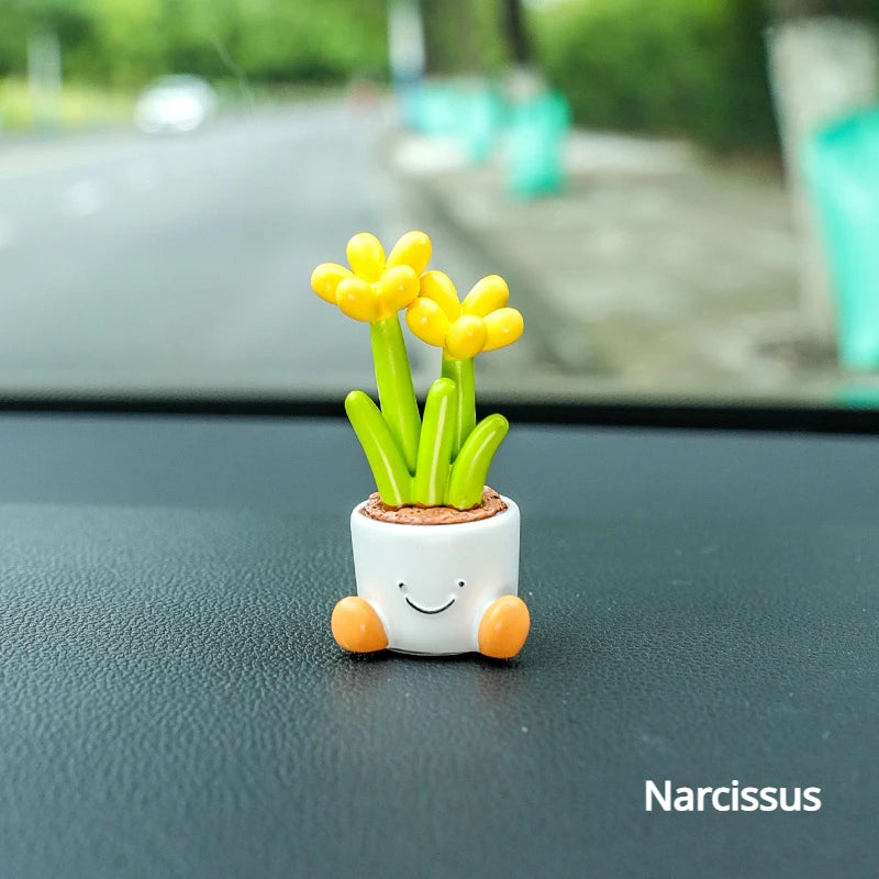 Kawaii Flower Pot Elf 🌸✨ - Adorable Resin Car Interior Decor & Desktop Ornaments 🚗🌼