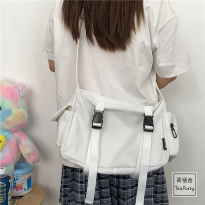 Kawaii Harajuku Canvas Crossbody Bag 🎒✨ - Stylish & Spacious Messenger for Trendy Students! 🌈💖