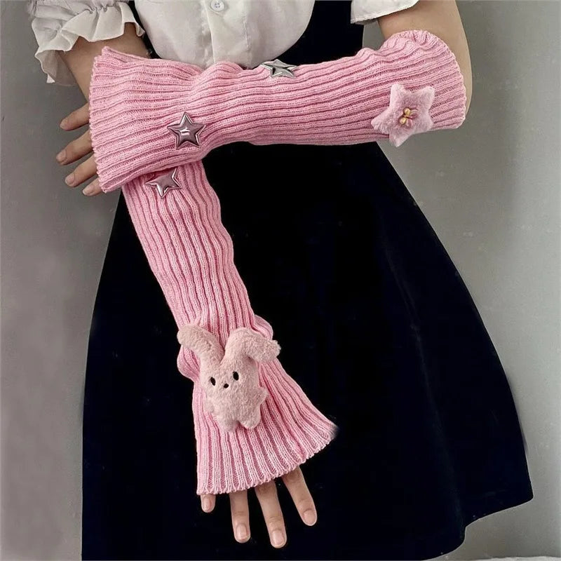 Women's Star Knit Arm Sleeves Warmers Y2K Style Cute Accessory ✨🌟