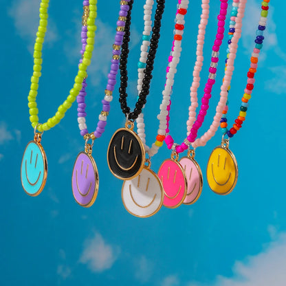 Kawaii Irregular Round Smile Face Necklace 🌈✨ - Perfect Gift for BFFs & Kids! 🎁💖